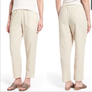 Eileen Fisher striped tapered hemp blend ankle pant in size Large Petite